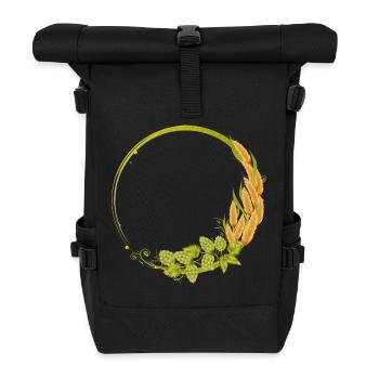 grüner Hopfen und Getreide Rahmen - Rolltop Rucksack - Schwarz - Vorne