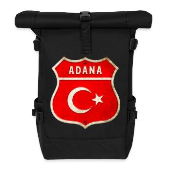 Adana Turkey flag coat of arms - Roll Top Backpack - black - Front