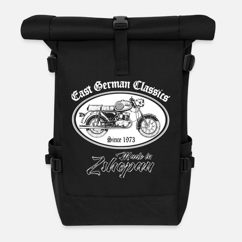 MZ TS250 - RetroClassic Motorrad DDR - Rolltop Rucksack - Schwarz