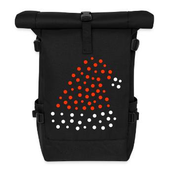 Weihnachtsmütze - gepunktet - Rolltop Rucksack - Schwarz - Vorne