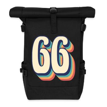 Vintage Retro T-Shirt Nummer 66 Sixty Six - Rolltop Rucksack - Schwarz - Vorne