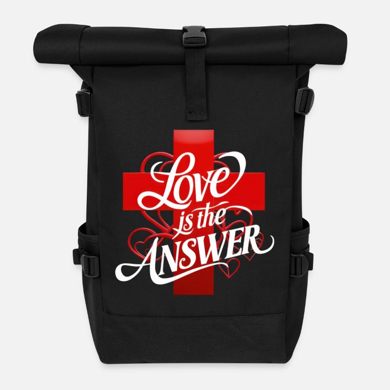 L’amour est la réponse Lettrage - Sac à dos roll top - noir