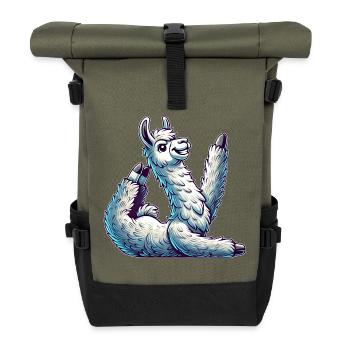 Lama Yoga Alpaka Gymnastik Künstlerisches Turnen - Rolltop Rucksack - Olive/Schwarz - Vorne