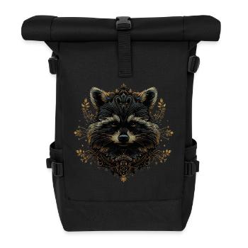 Raccoon Art - Roll Top Backpack - black - Front