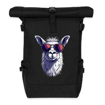 Funny Llama Alpaca - Roll Top Backpack - black - Front