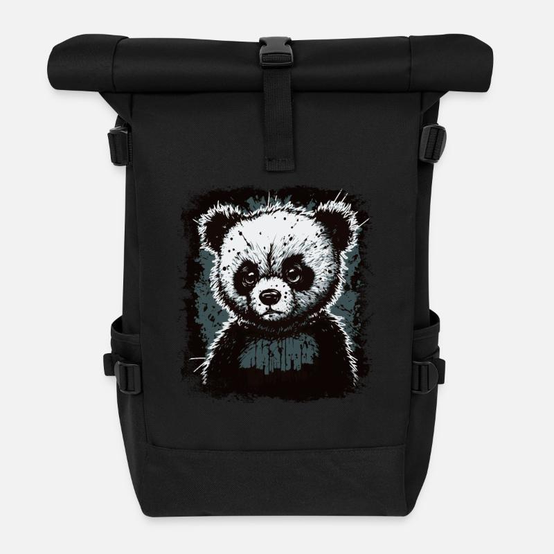 Trauriger Panda - Rolltop Rucksack - Schwarz