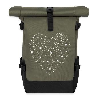 Étoiles du cœur - Sac à dos roll top - olive/noir - Devant