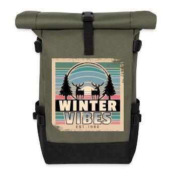 Winter-Vibes für Naturfreunde im Sonnenuntergang - Rolltop Rucksack - Olive/Schwarz - Vorne
