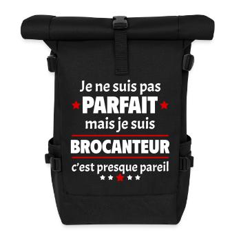 Pas parfait mais brocanteur, fête des pères, noël - Sac à dos roll top - noir - Devant