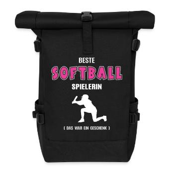 Beste Softball Spielerin Softballerin Baseball - Rolltop Rucksack - Schwarz - Vorne