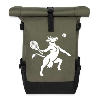 Cow Tennis Balloon Silhouette Minimalist - Roll Top Backpack - olive/black - Front