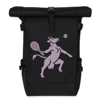 Cow Tennis Balloon Silhouette Minimalist - Roll Top Backpack - black - Front