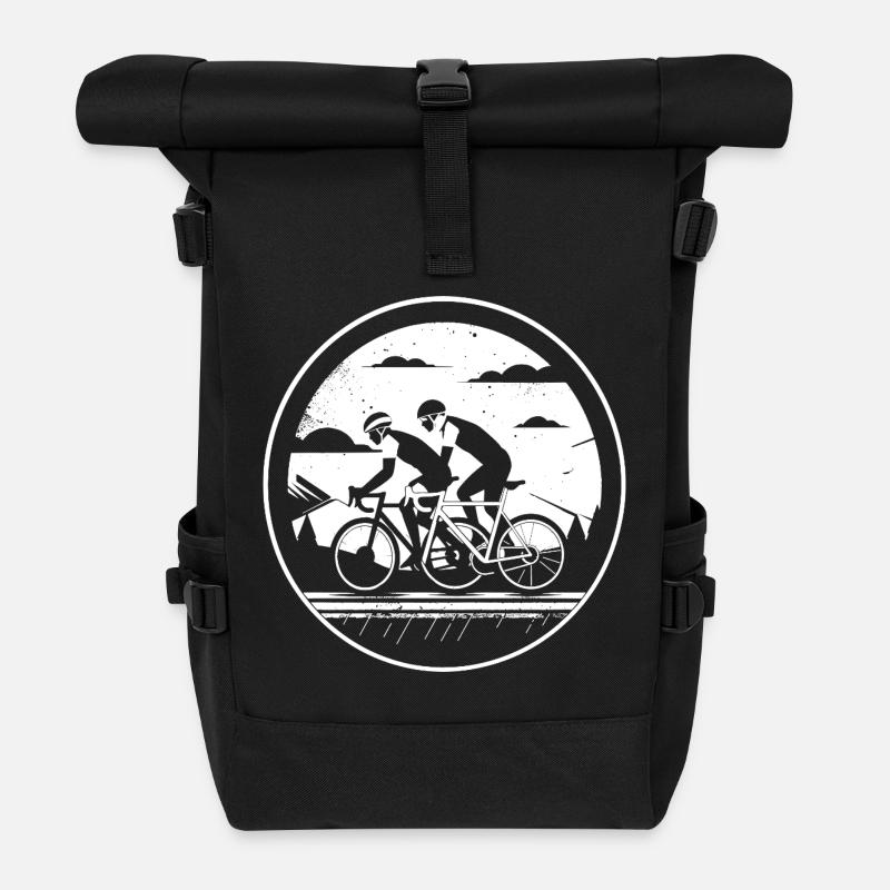 Radsport Illustration - Rolltop Rucksack - Schwarz