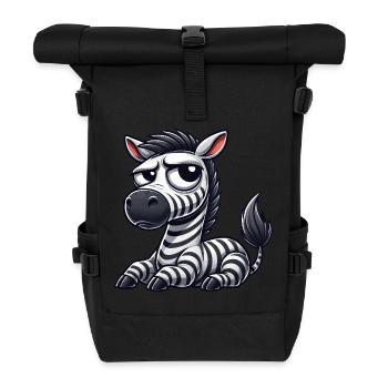 Zebra Cartoon Funny Bull Comic - Roll Top Backpack - black - Front
