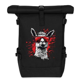Funny Llama Alpaca - Roll Top Backpack - black - Front