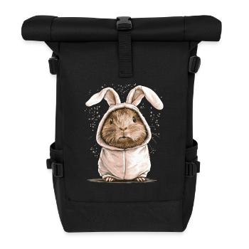 Cochon d’Inde en costume de lapin - Sac à dos roll top - noir - Devant