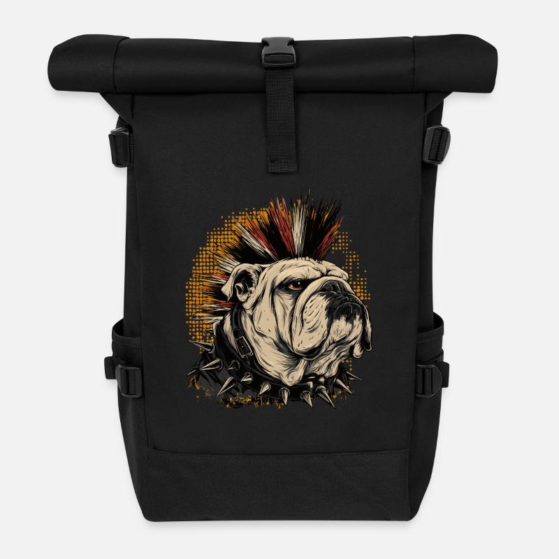 Englische Bulldogge Punk - Rolltop Rucksack - Schwarz