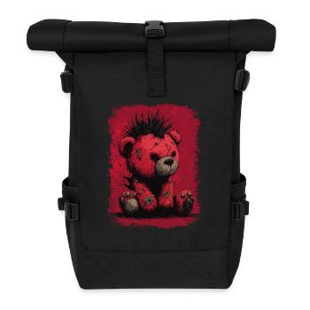 Cute Punk Teddy Bear - Roll Top Backpack - black - Front