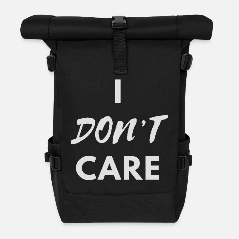I don't care silberner Druck - Rolltop Rucksack - Schwarz