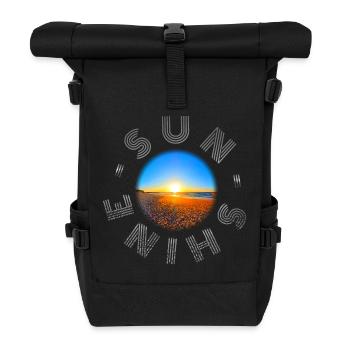 Sunset on the beach illustration - Roll Top Backpack - black - Front