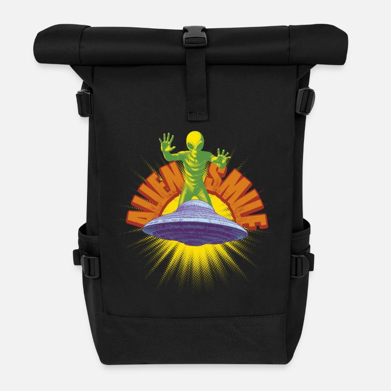 Schiff und Retro Alien - Rolltop Rucksack - Schwarz