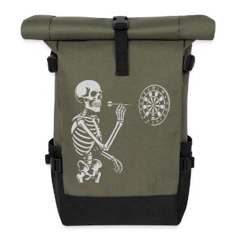 Skeleton playing darts game - Roll Top Backpack - olive/black - Front