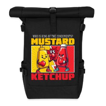 Mustard vs Ketchup Colorful Combat - Roll Top Backpack - black - Front
