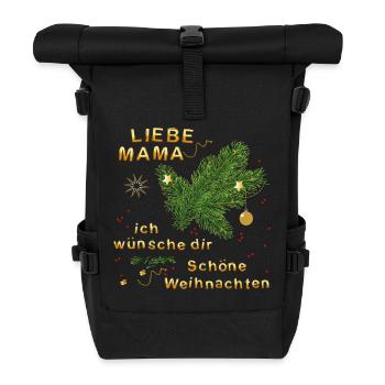Liebe Mama, ich wünsche dir schöne Weihnachten - Rolltop Rucksack - Schwarz - Vorne