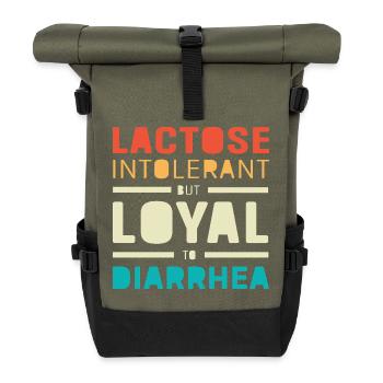 Milch Allergie Laktose Intoleranz Blähungen - Rolltop Rucksack - Olive/Schwarz - Vorne