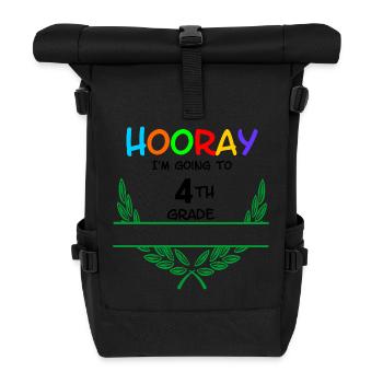 Hooray I'm going to 4th grade - namespace - Roll Top Backpack - black - Front