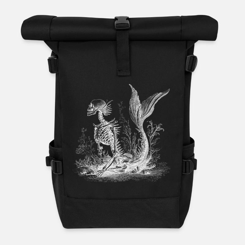 Skeleton Mermaid – Mystical Deep Sea Occult - Roll Top Backpack - black