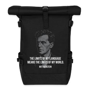 Wittgenstein Quote: Language Limits Design - Roll Top Backpack - black - Front