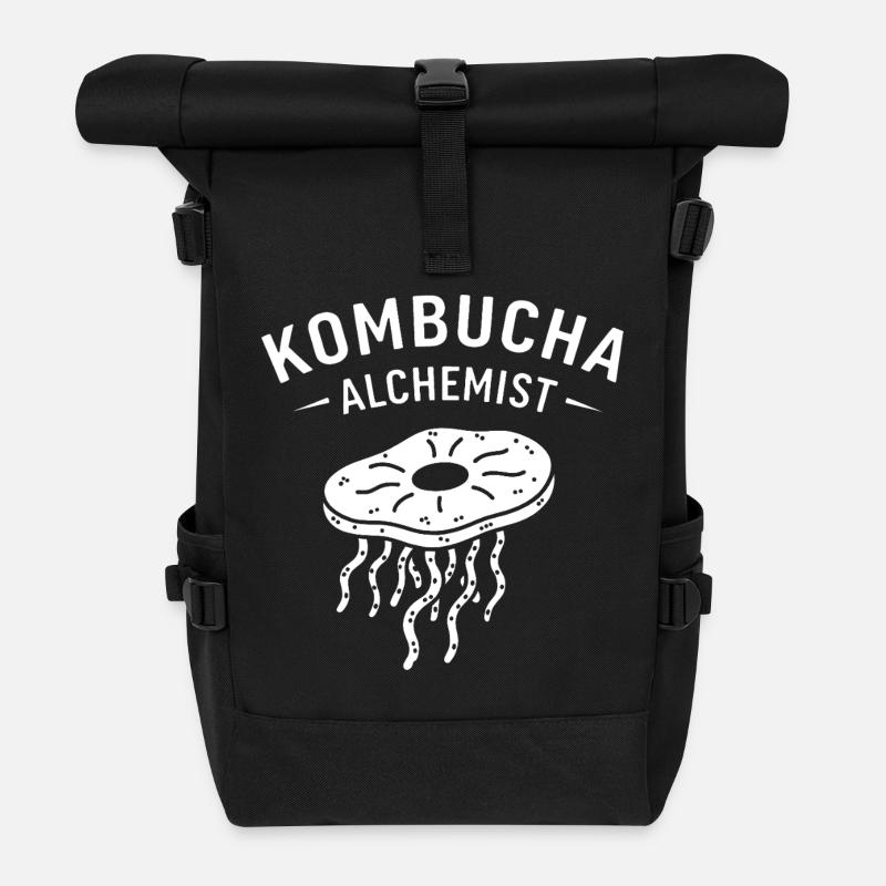 Minimalist Kombucha Alchemist Fermentation Probioti - Roll Top Backpack - black