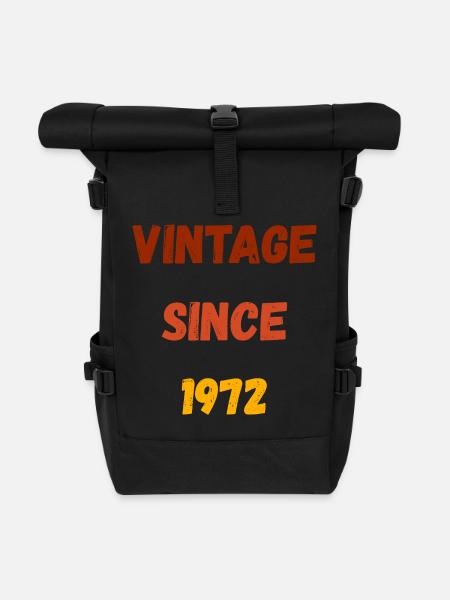 1972 Birthday - Vintage since 1972 - Roll Top Backpack - black