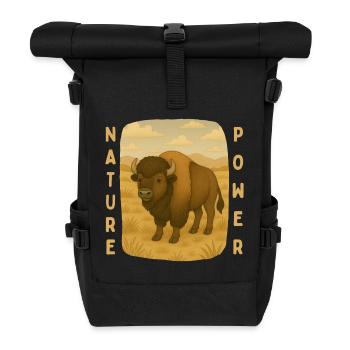 Bisons sur la steppe - Sac à dos roll top - noir - Devant