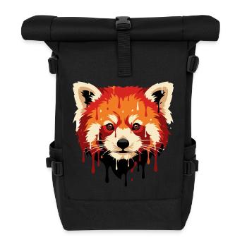 Roter Pander Kopf Art Portrait - Rolltop Rucksack - Schwarz - Vorne