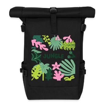 Motif de feuilles tropicales de la jungle Conception de la nature - Sac à dos roll top - noir - Devant