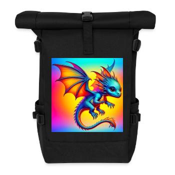 Drache - Rolltop Rucksack - Schwarz - Vorne