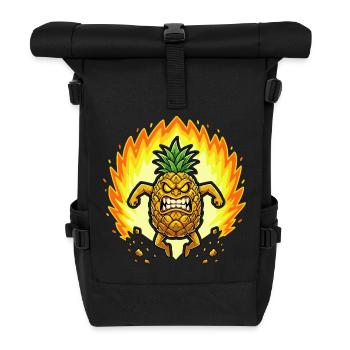 Wütende Ananas mit Flammen - Rolltop Rucksack - Schwarz - Vorne