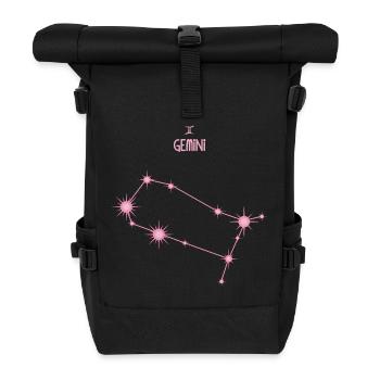 Zwillinge Sternstern Sternbild Pastellrosa - Rolltop Rucksack - Schwarz - Vorne