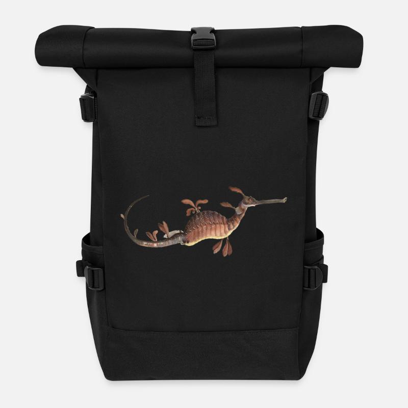 Seepferdchen Unterwasser Ozean Design - Rolltop Rucksack - Schwarz