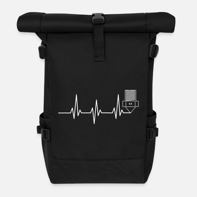 Herzschlag 3D Druck funny TShirt Design - Rolltop Rucksack - Schwarz