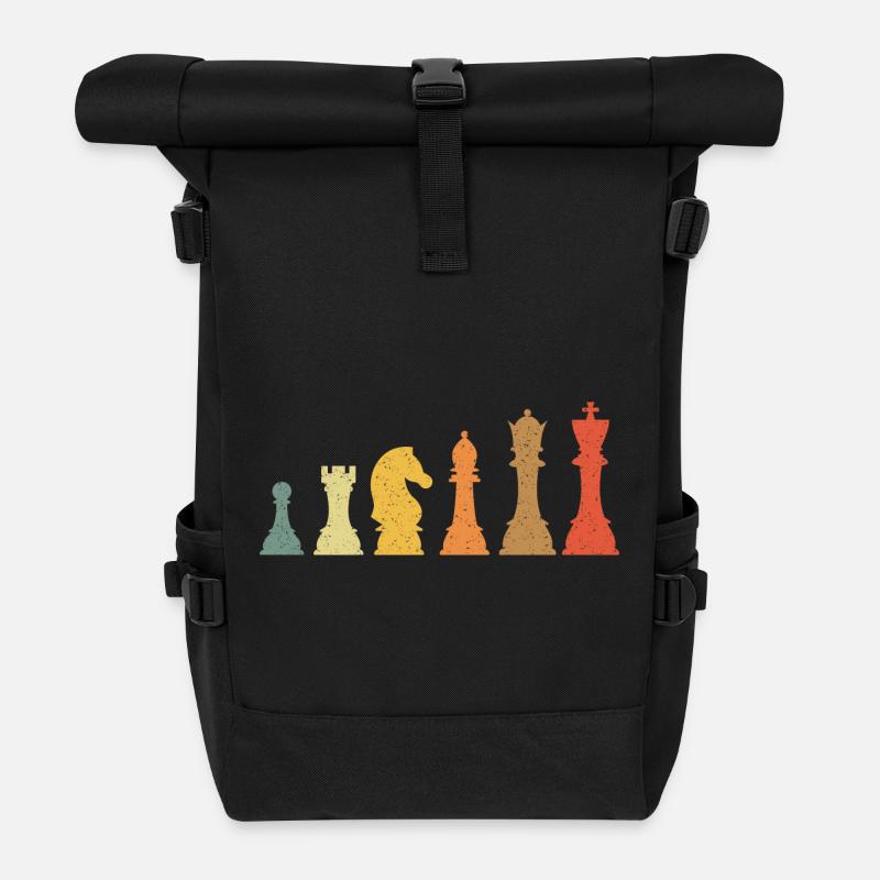 Schach Evolution Vintage Retro - Rolltop Rucksack - Schwarz