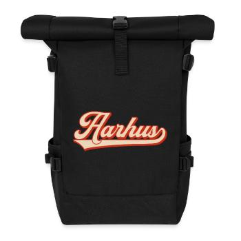 Aarhus Retro Look – Denmark Lettering - Roll Top Backpack - black - Front