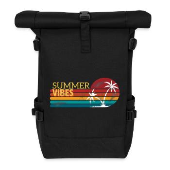 Vintage Sommer Sonnenuntergänge Design - Rolltop Rucksack - Schwarz - Vorne