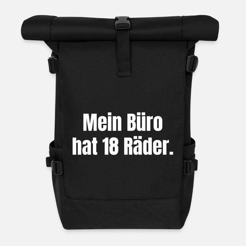 Mein Büro hat 18 Räder - Rolltop Rucksack - Schwarz