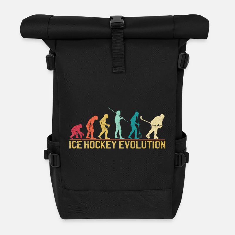 Hockey Evolution Silhouette Design - Rolltop Rucksack - Schwarz