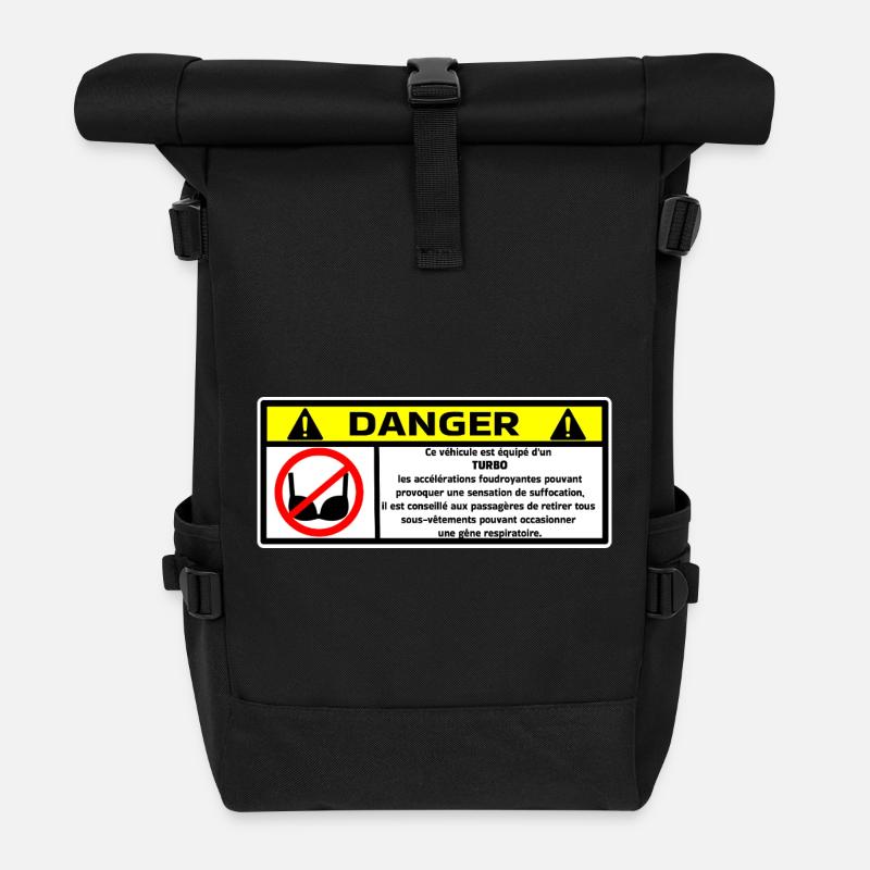 Gefahr Turbo - Rolltop Rucksack - Schwarz