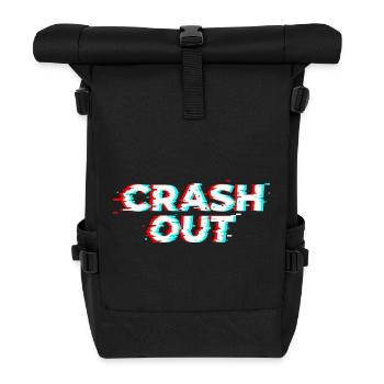 Crash Out – Glitch-Stil weiß-rot-cyan - Rolltop Rucksack - Schwarz - Vorne