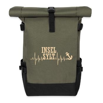 North Sea, Sylt Island, Wadden Sea, Fun - Roll Top Backpack - olive/black - Front